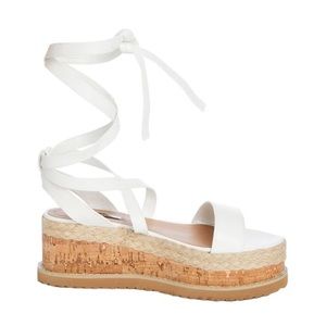 Platform White lace up sandals